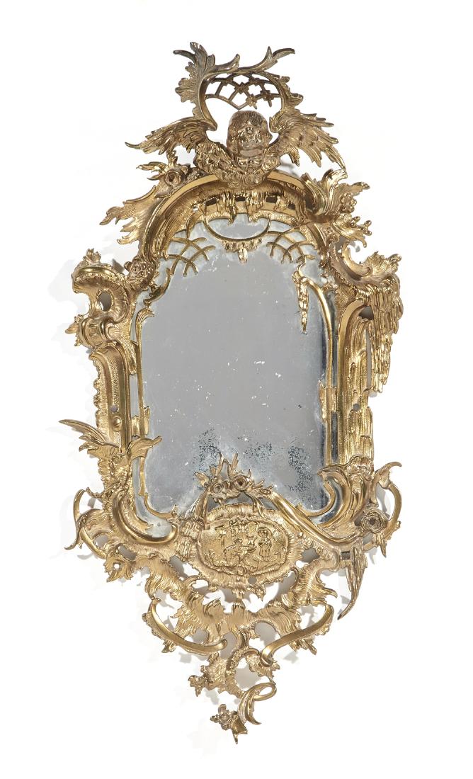 Ornate French brass wall mirror (1 of 3)