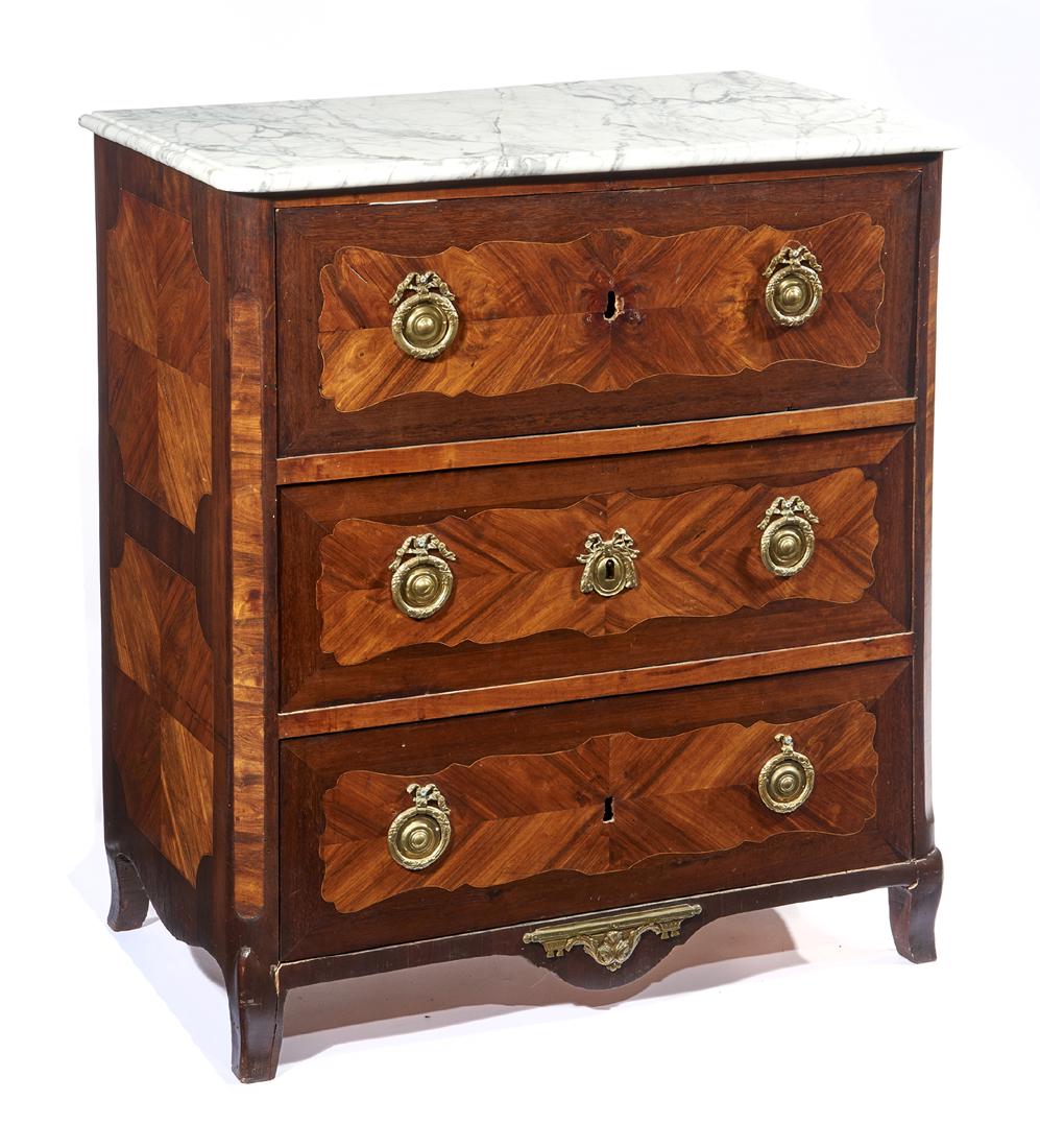 18th/19th c. French chest of drawers with inlay and (1 of 6)