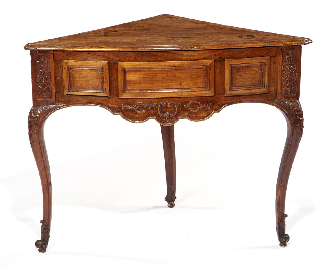 Louis XV style fruitwood corner console table (1 of 2)
