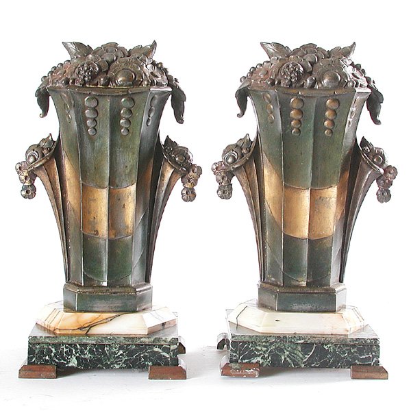 Pair of Art Deco Garniture On Marble
