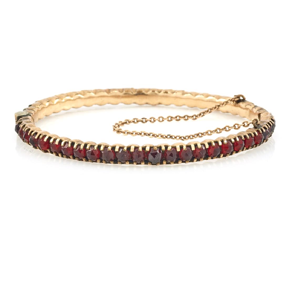 10k Rose gold Victorian Bohemian garnet bangle bracelet (1 of 1)