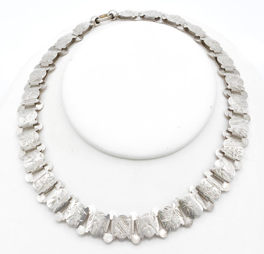 Sterling silver Victorian book chain, heavily engraved (1 of 2)