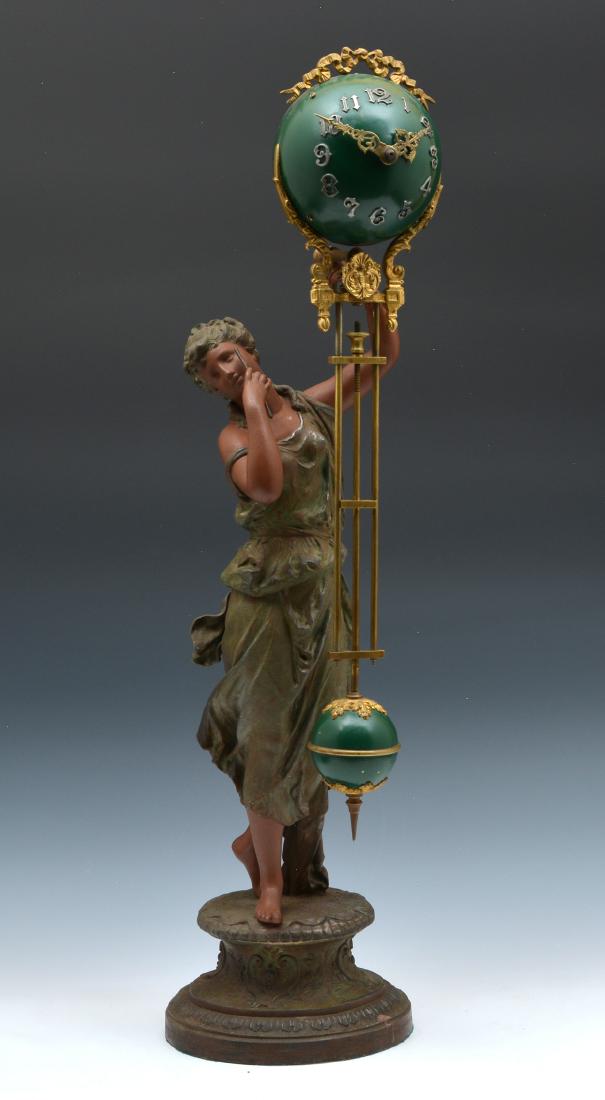Ansonia Victorian swinger clock with spelter figure (1 of 6)