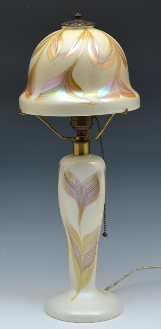 Vintage pulled feather art glass boudoir lamp (1 of 4)