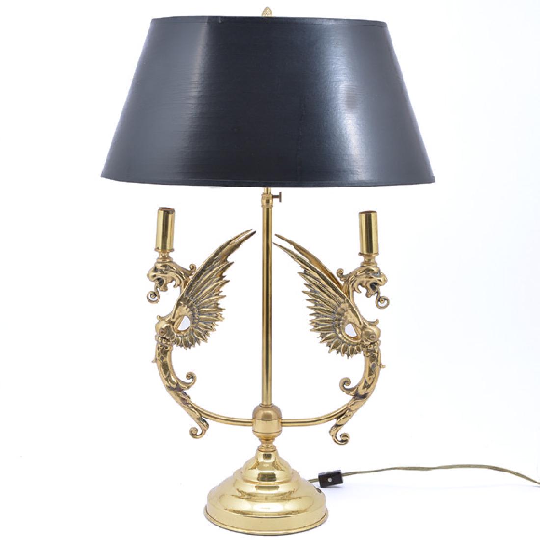 Griffin Form Brass Table Lamp (1 of 2)