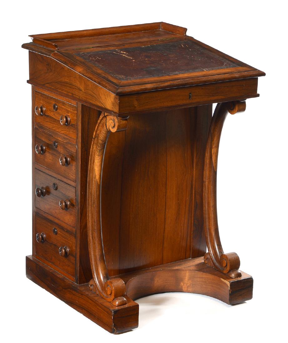 19th C. Rosewood davenport captain's desk