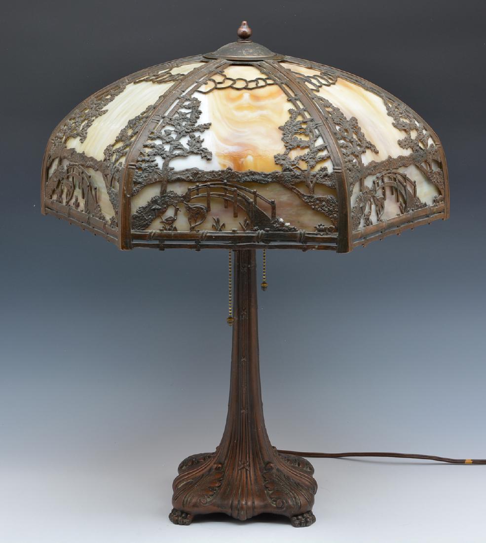 Stained glass and overlaid shade table lamp (1 of 3)
