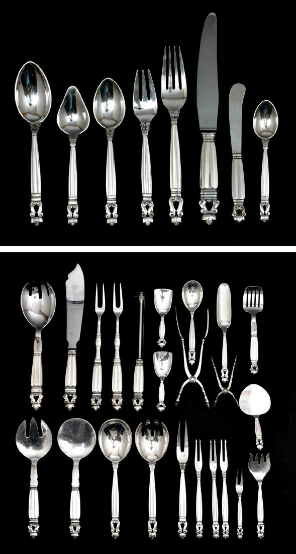 116pc Georg Jensen Acorn sterling flatware svc for 12 (1 of 5)