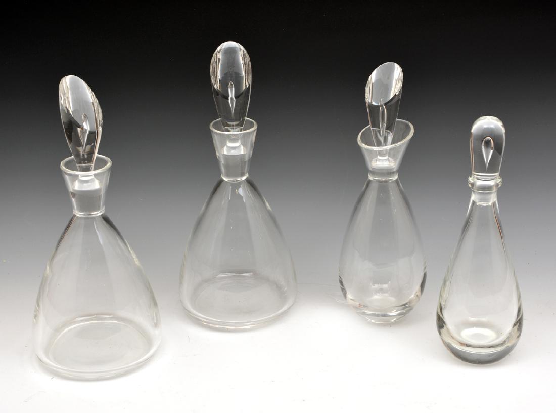 Grouping of 4 Steuben teardrop decanters (1 of 1)