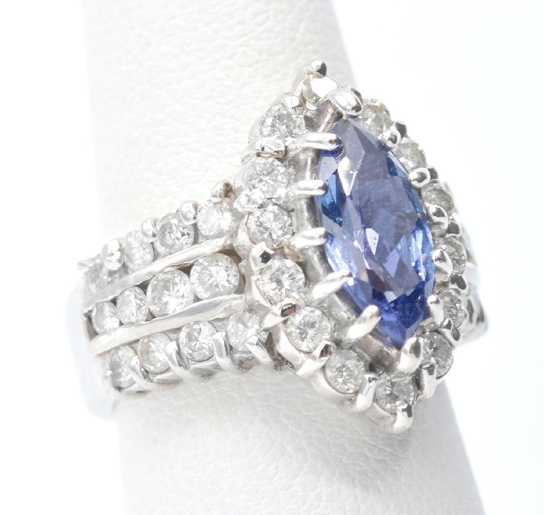 14k White gold tanzanite and diamond ring (1 of 4)