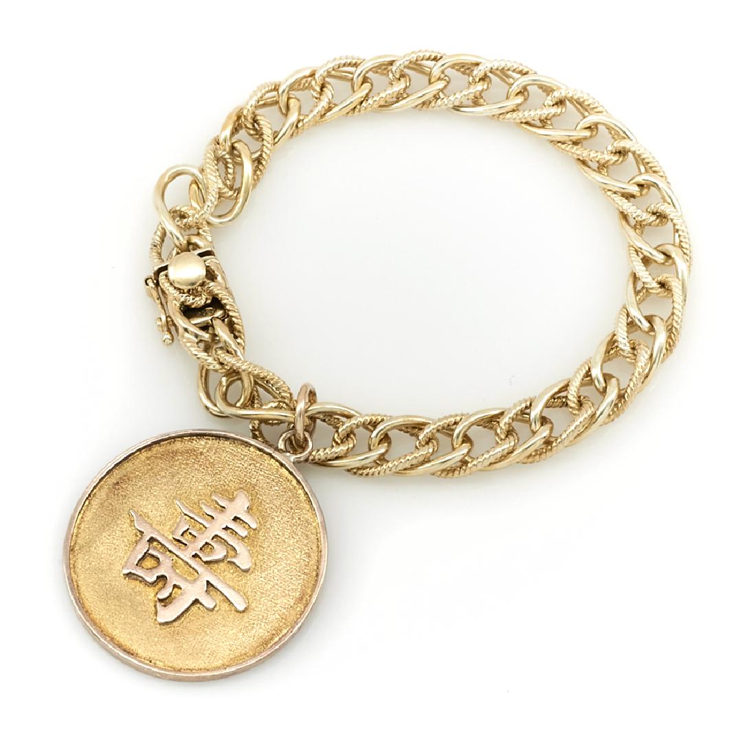 14k Yellow gold bracelet with Chinese charm (1 of 1)