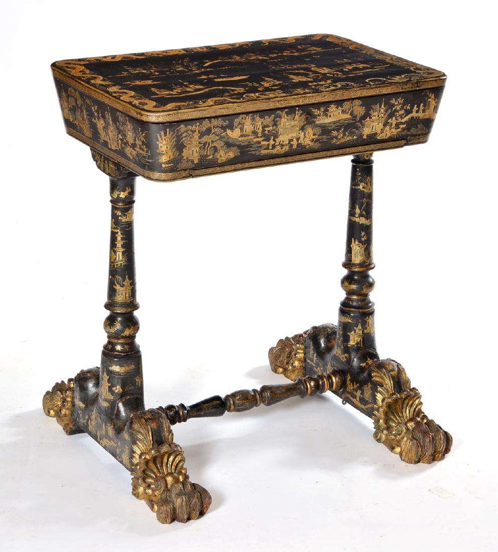 Chinese black lacquer chinoiserie sewing table (1 of 6)