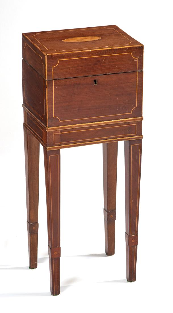 Regency inlaid mahogany box on stand (1 of 3)