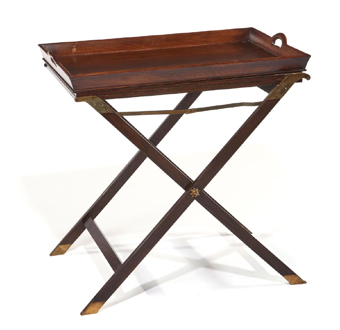 George III style brass mounted mahogany tray on stand (1 of 2)