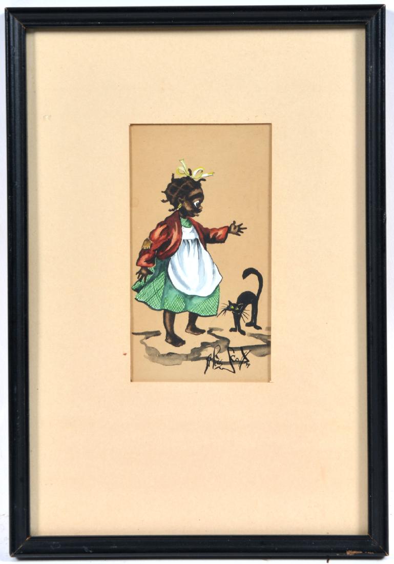 Alice Scott watercolor of black child with cat (1 of 5)
