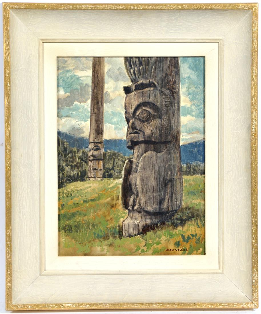 Alan Collier, oil on board, Totem Poles, Kispoix BC (1 of 4)