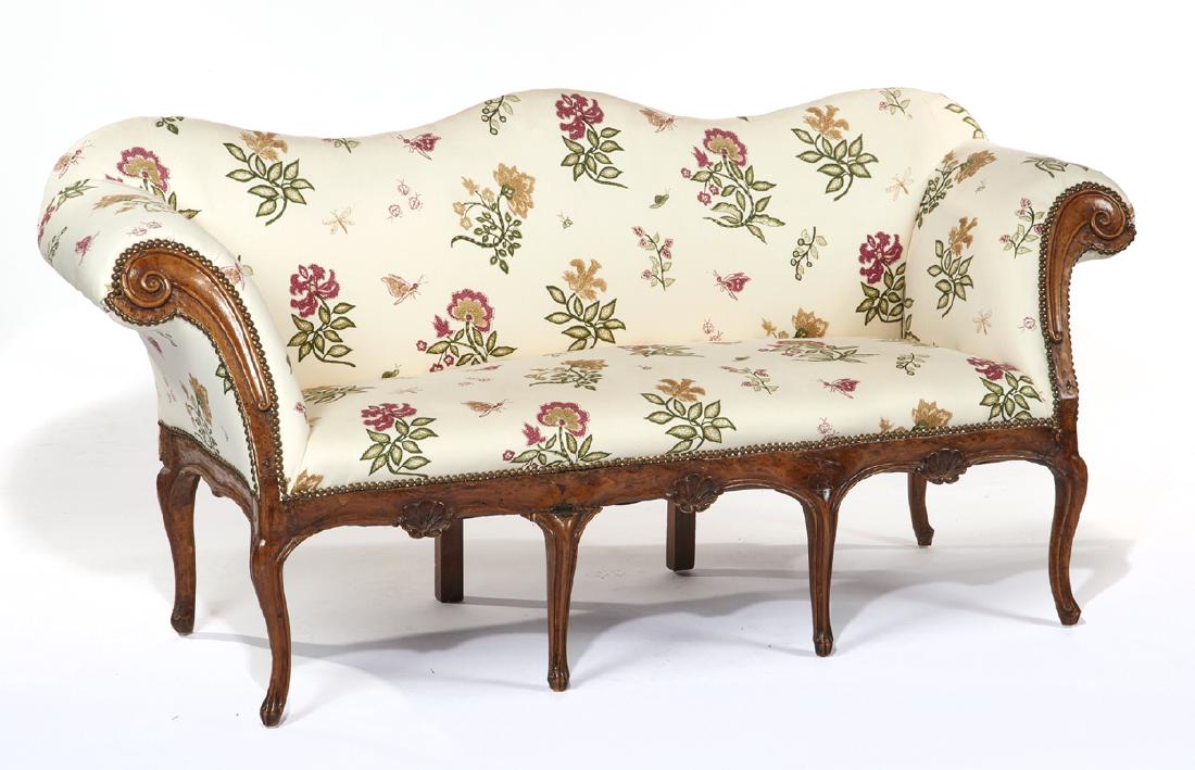 Italian rococo style walnut settee (1 of 3)