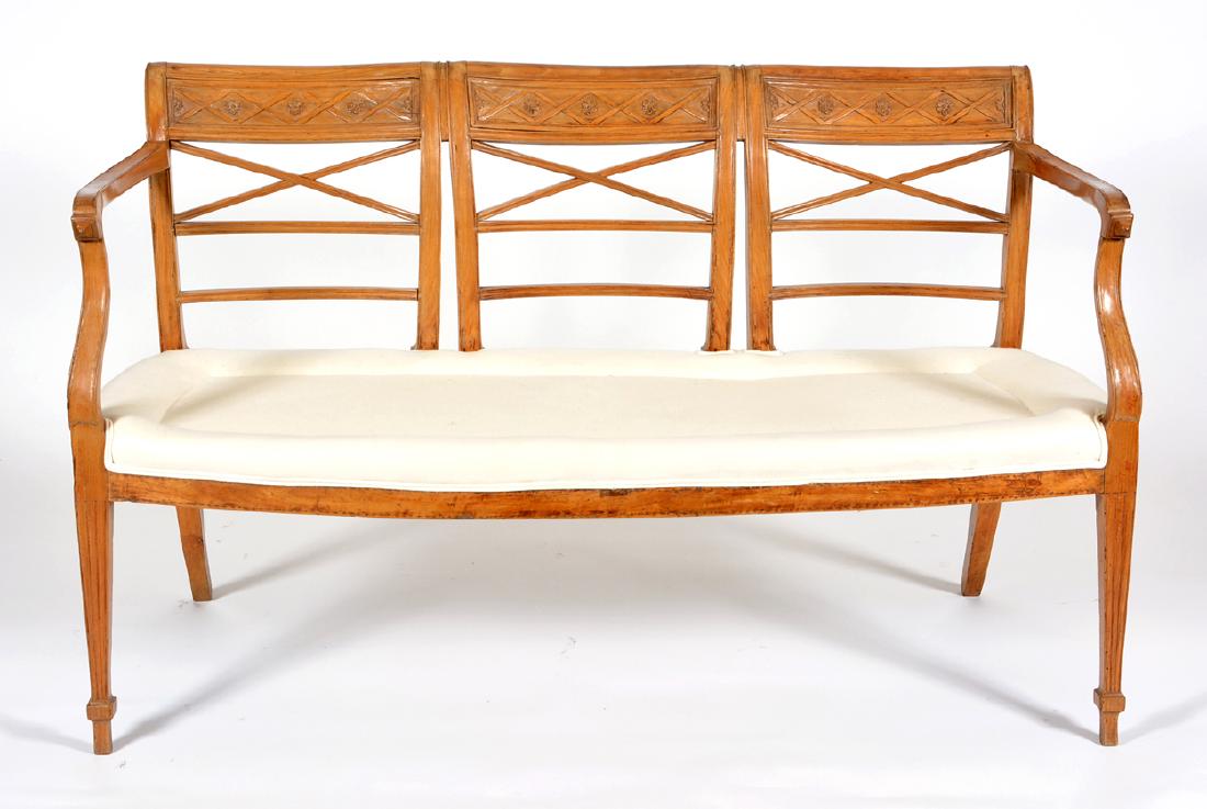 19th C. Neoclassical Style Fruitwood Settee (1 of 2)