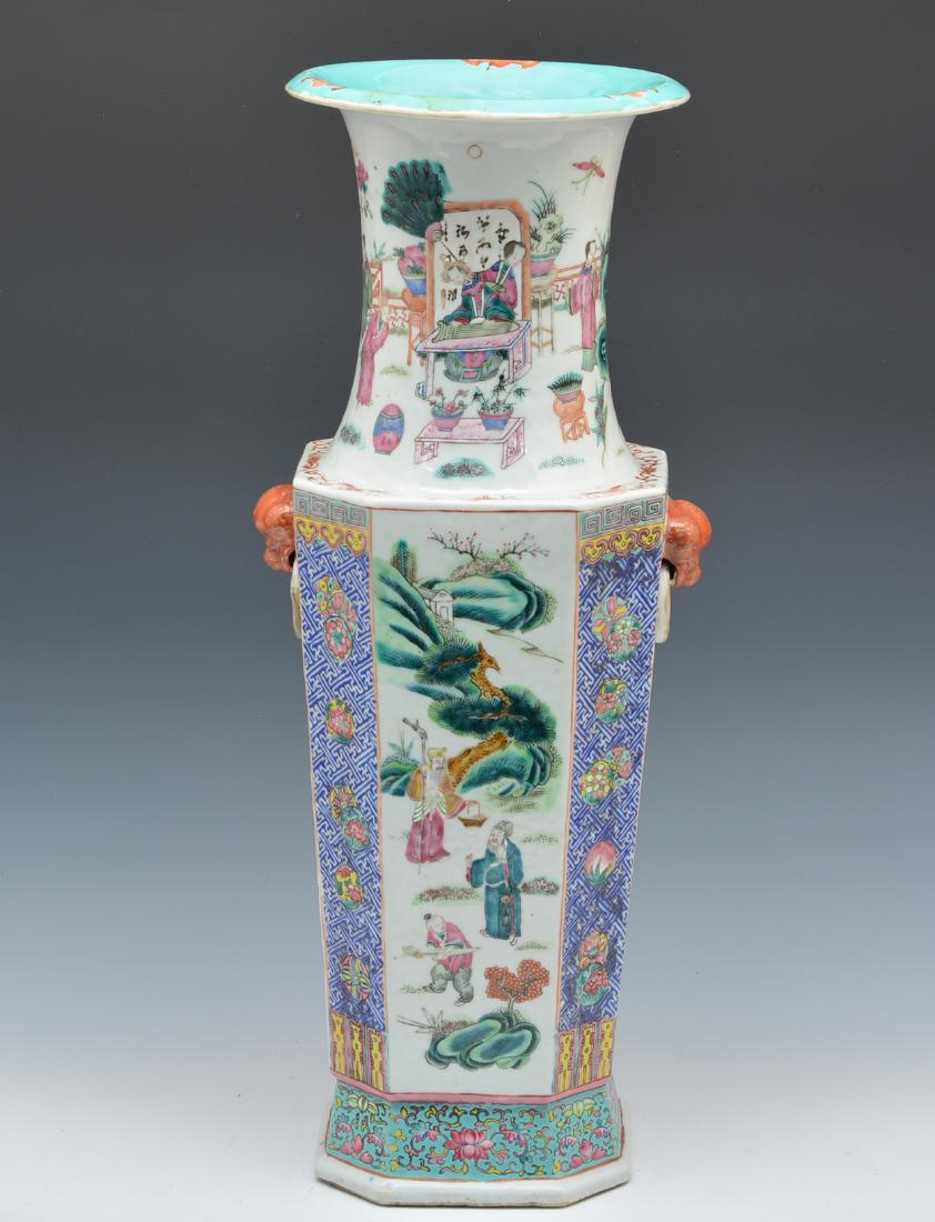 Chinese enamel painted porcelain octagonal vase (1 of 9)