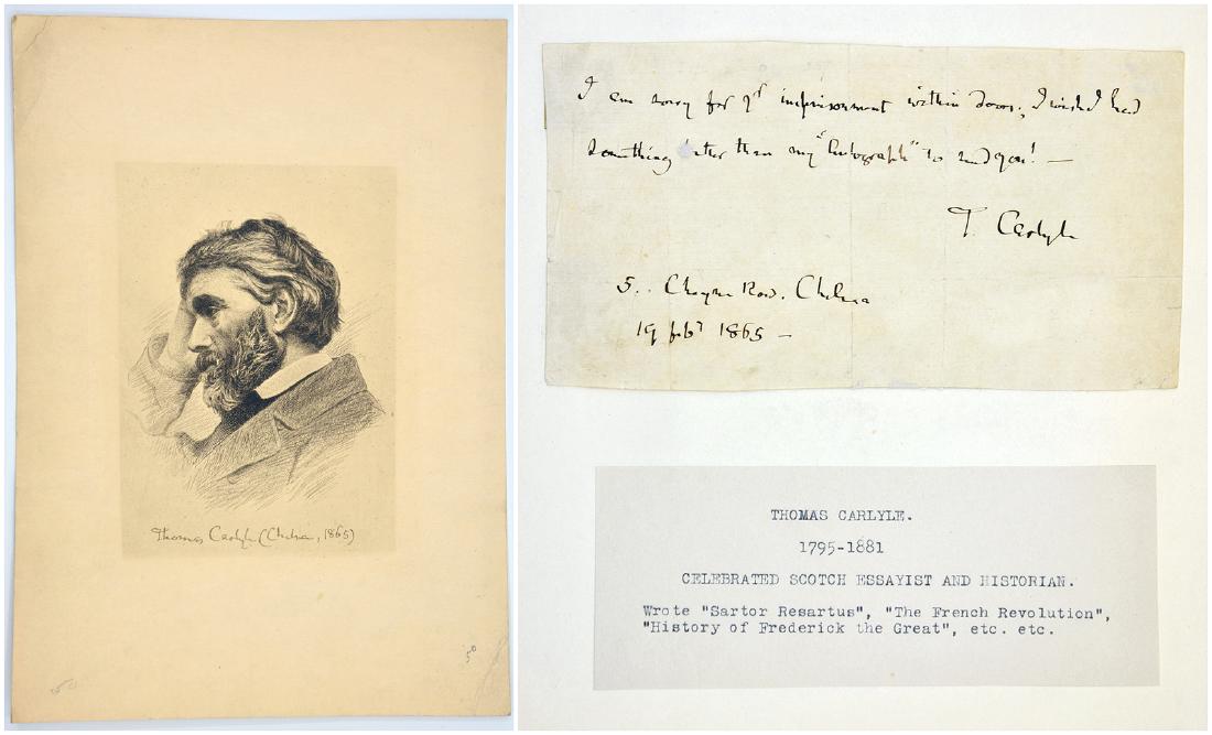 Thomas Carlyle, Note with signature (1 of 4)