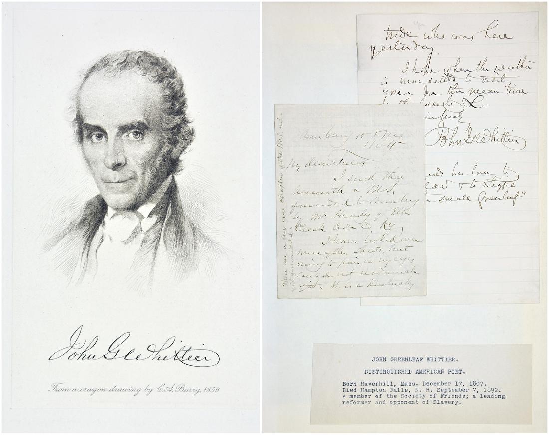 John Greenleaf Whittier Two written letters signature (1 of 6)