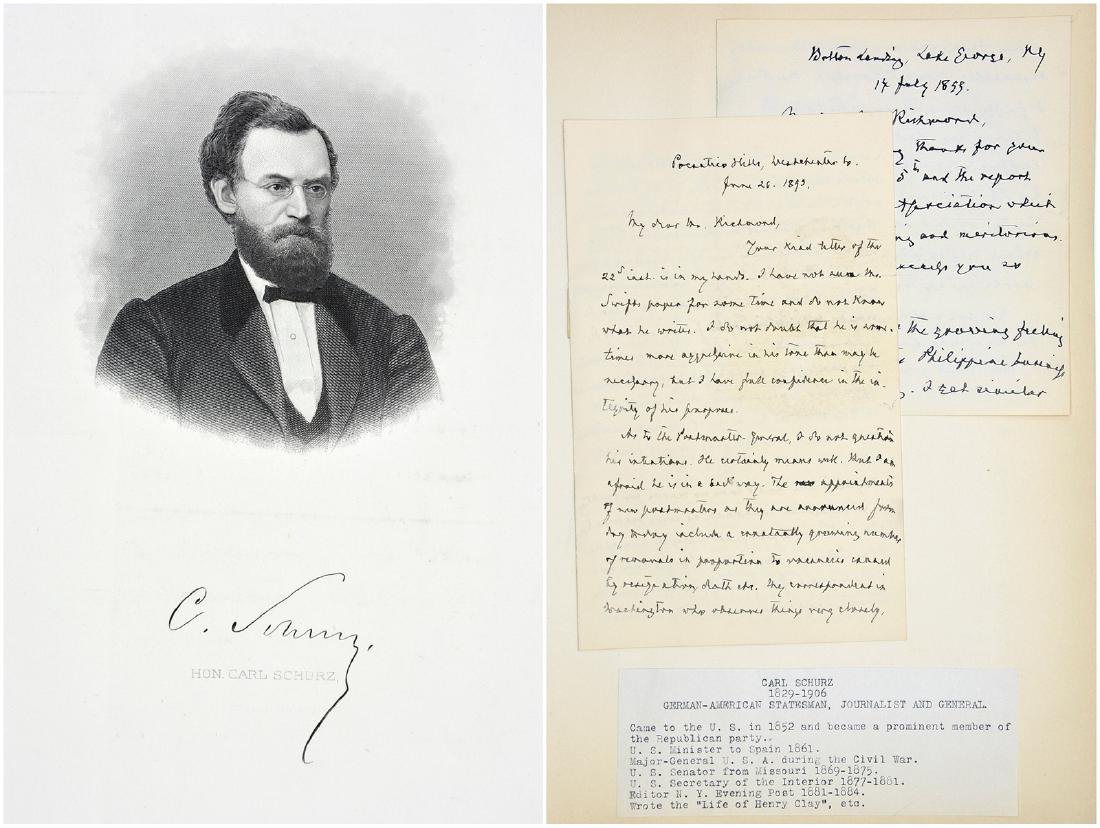 Carl Schurz Two handwritten letters with signature (1 of 9)