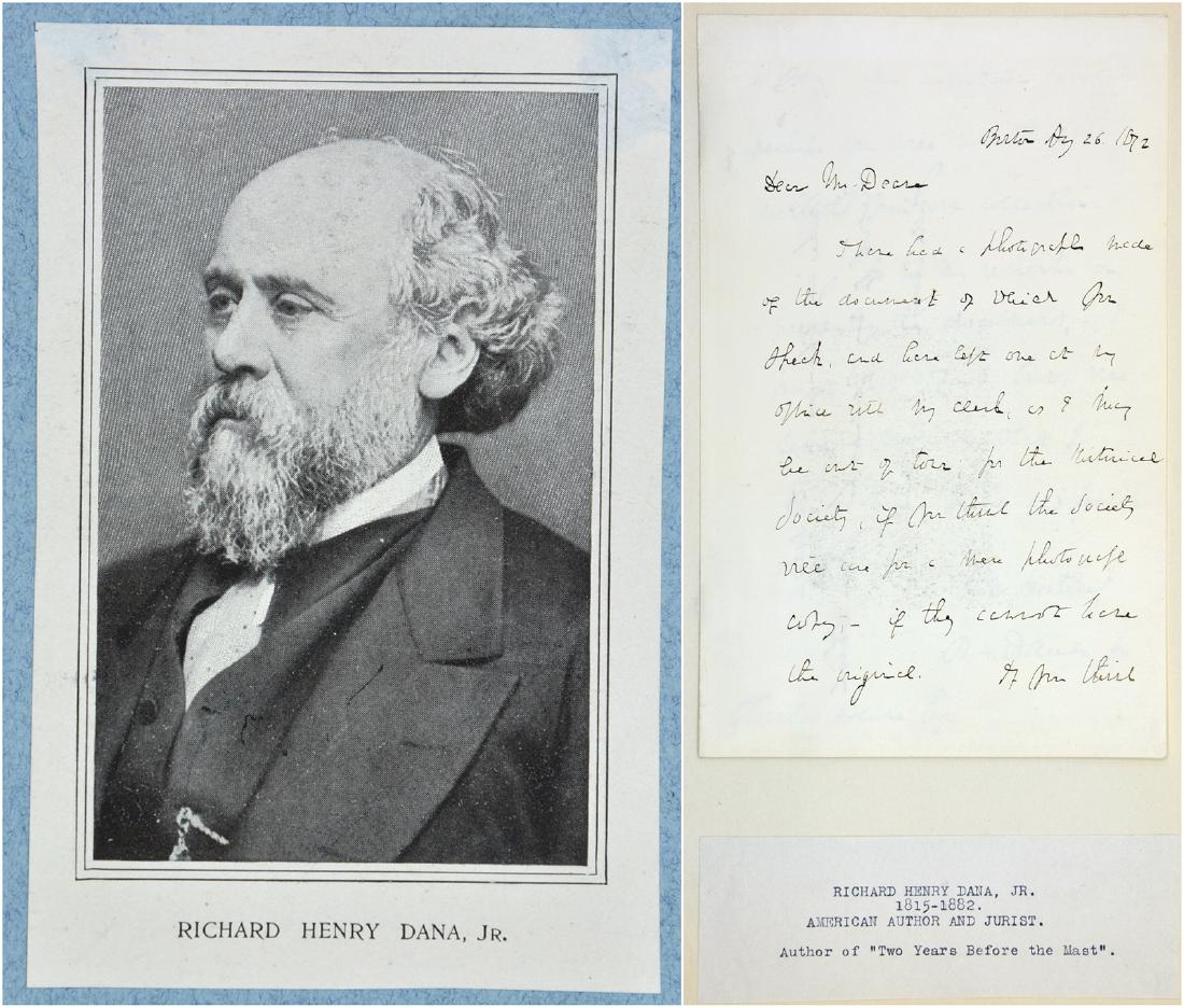 Richard Henry Dana, JR. Handwritten letter w/ signature (1 of 6)