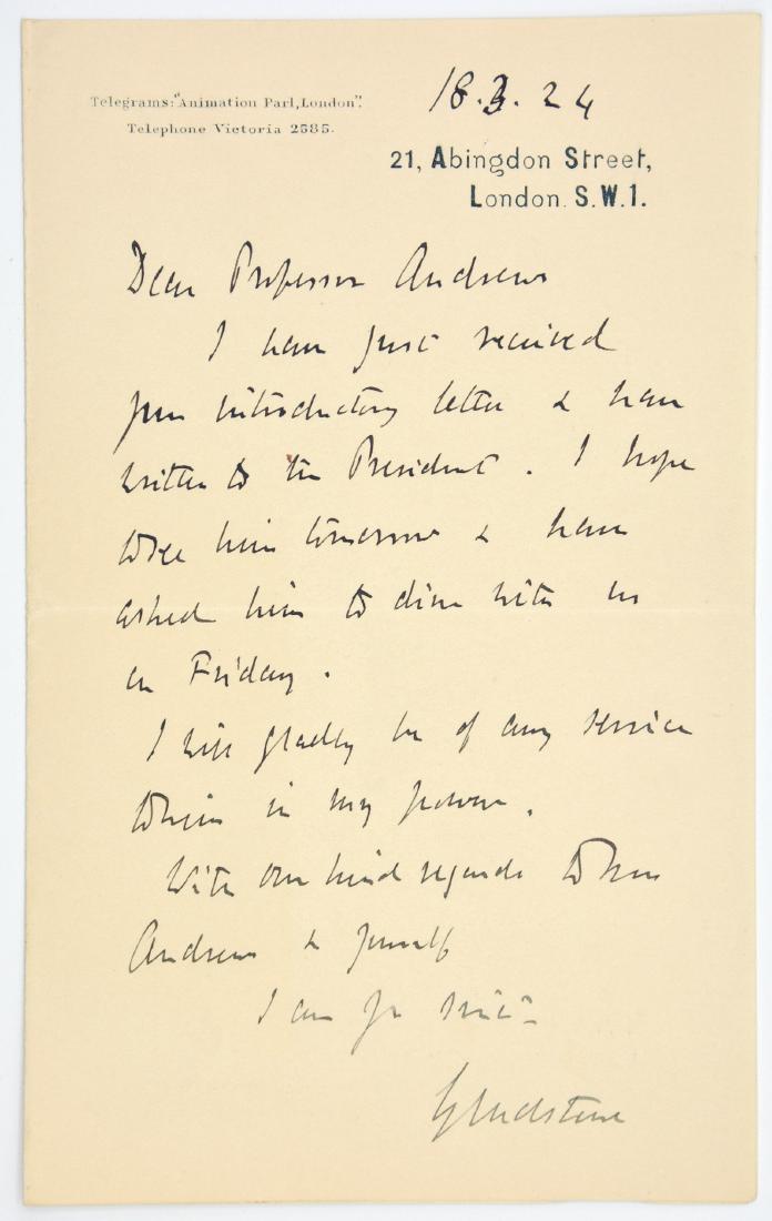 William Ewart Gladstone, Handwritten Letter, Signature (1 of 1)