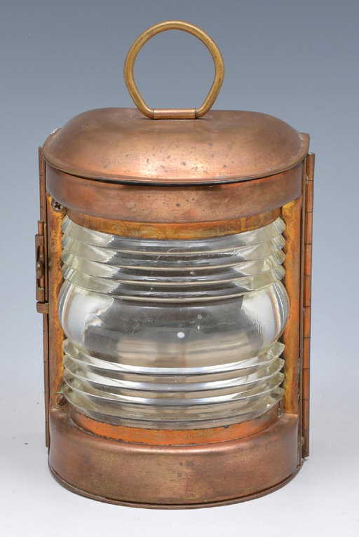 Small Copper Lantern With Fresnel Lens 7 Tall