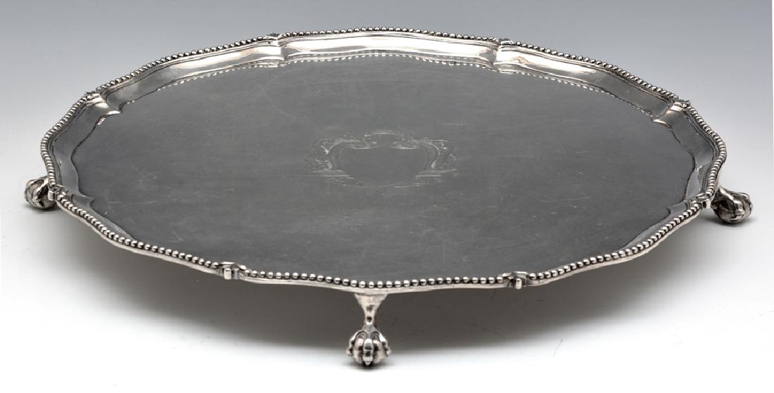 English Sterling Silver Footed Tray, 17 1/4" dia. (1 of 6)