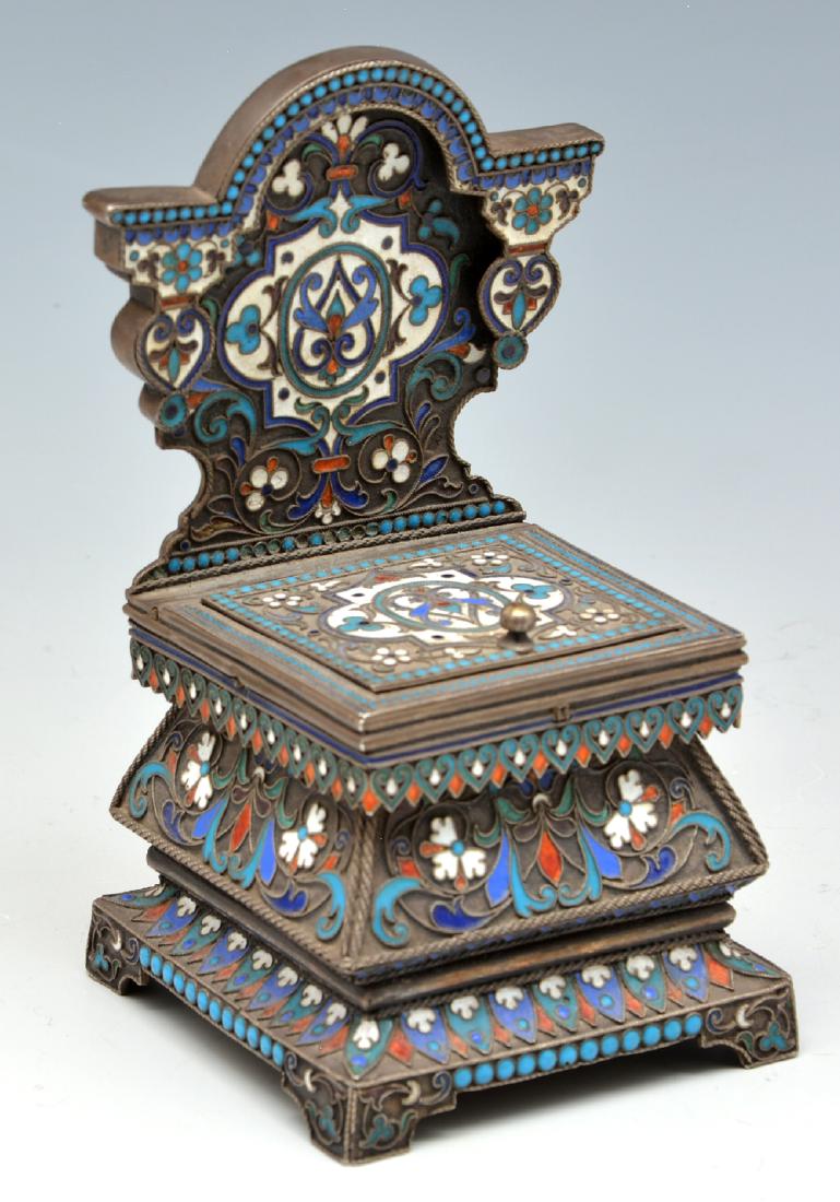Russian Silver & Enamel Salt Chair with dedication (1 of 5)