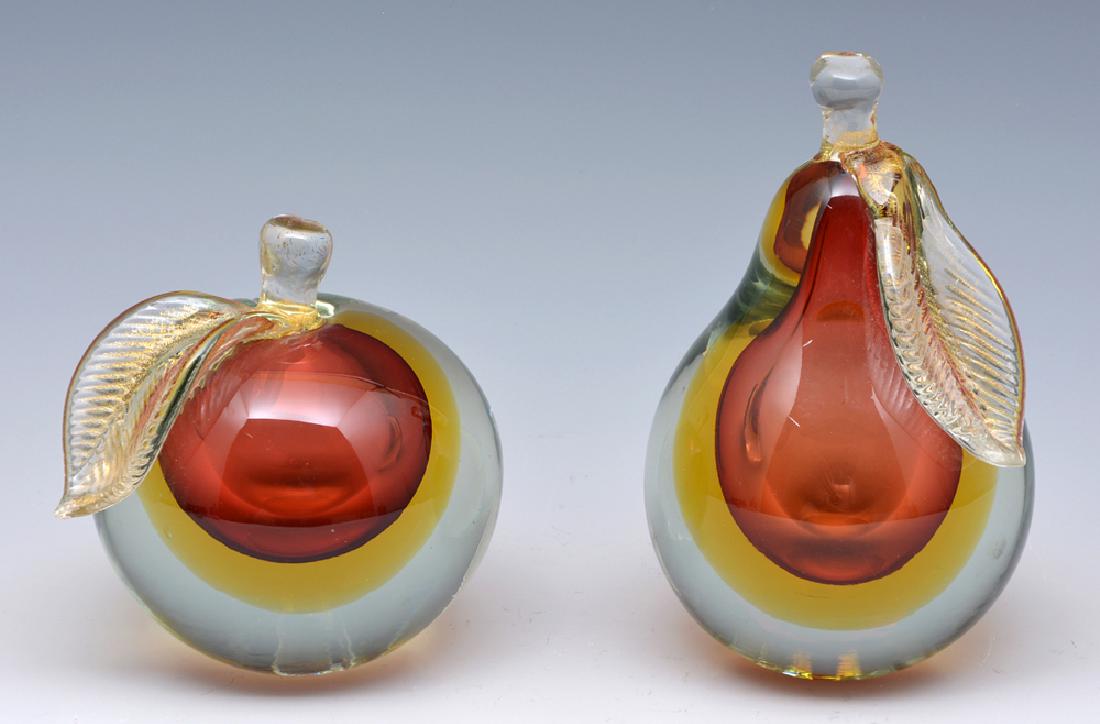 1950s Murano Sommerso pear & apple bookends, Barbini (1 of 3)