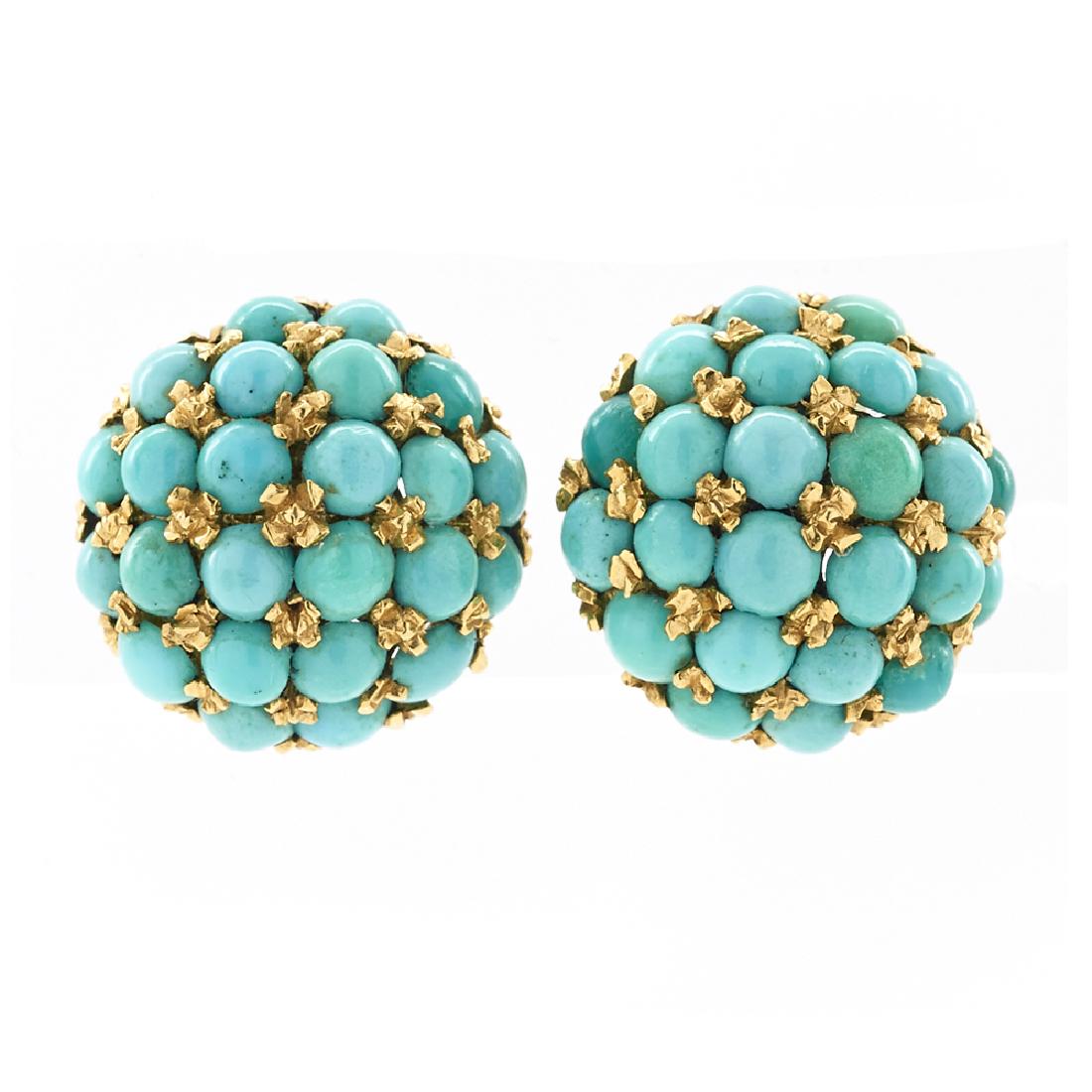 18k gold & turquoise I. Magnin earrings (1 of 1)