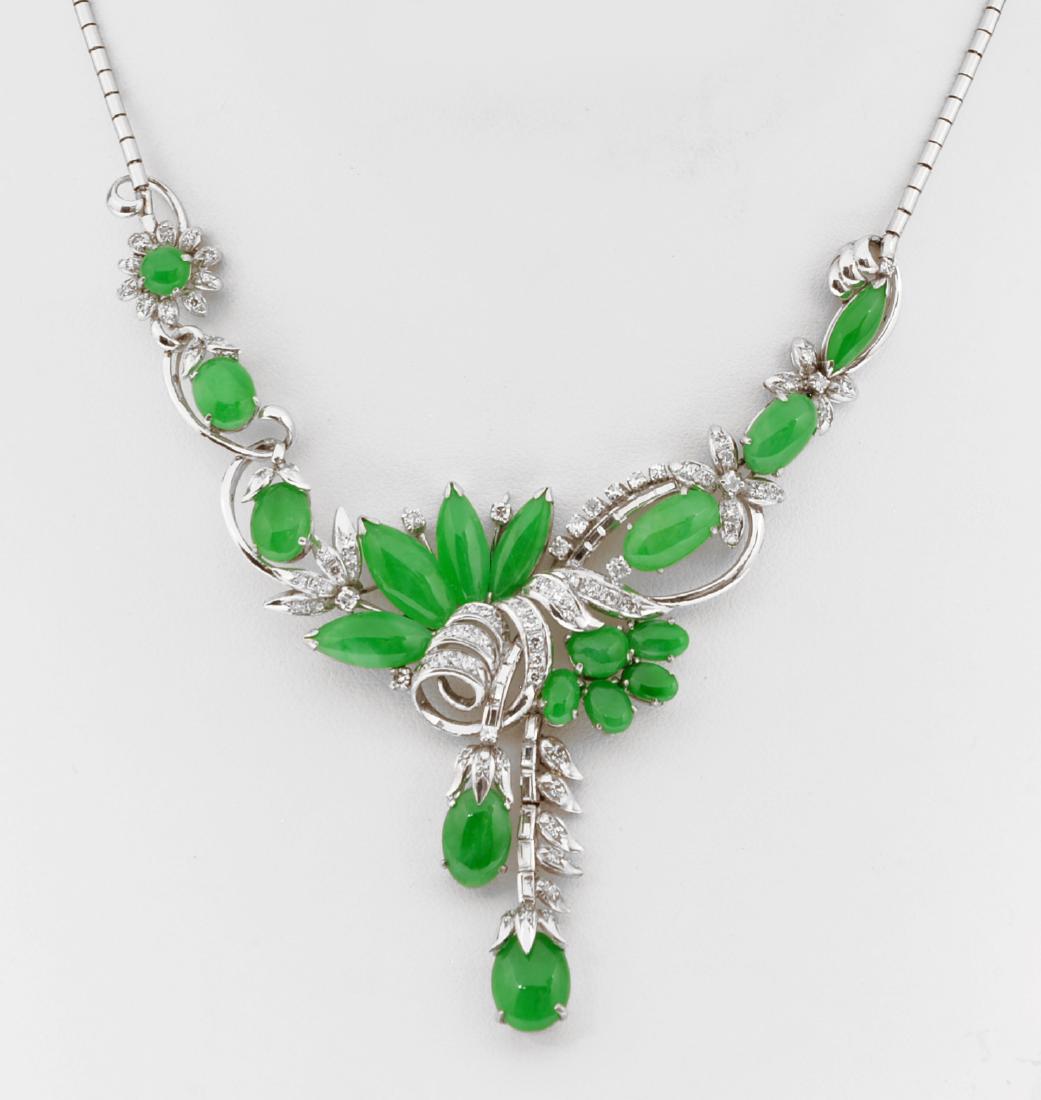 18k gold stunning jade and diamond necklace (1 of 1)