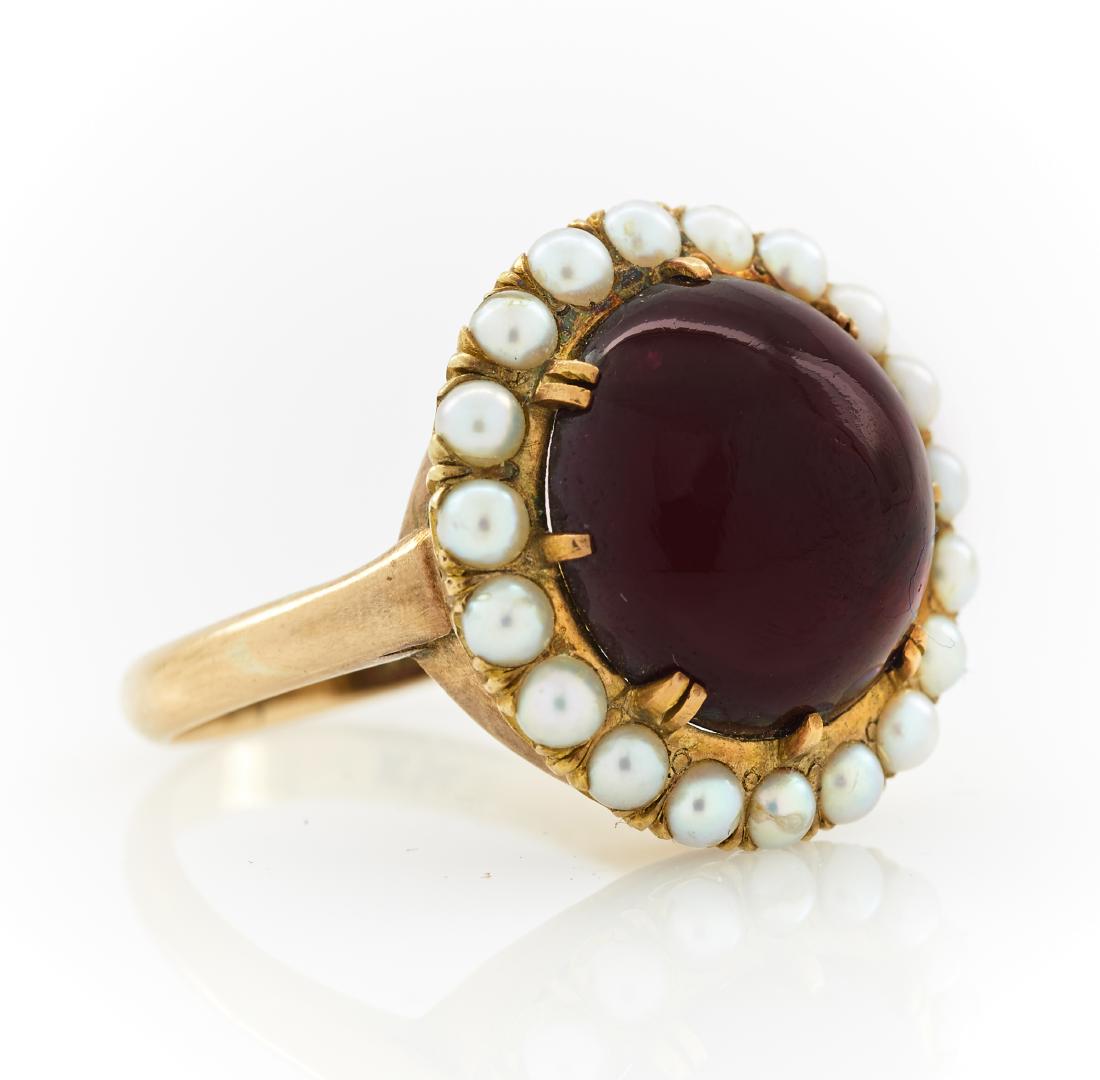14k gold, garnet & pearl ballerina ring (1 of 2)