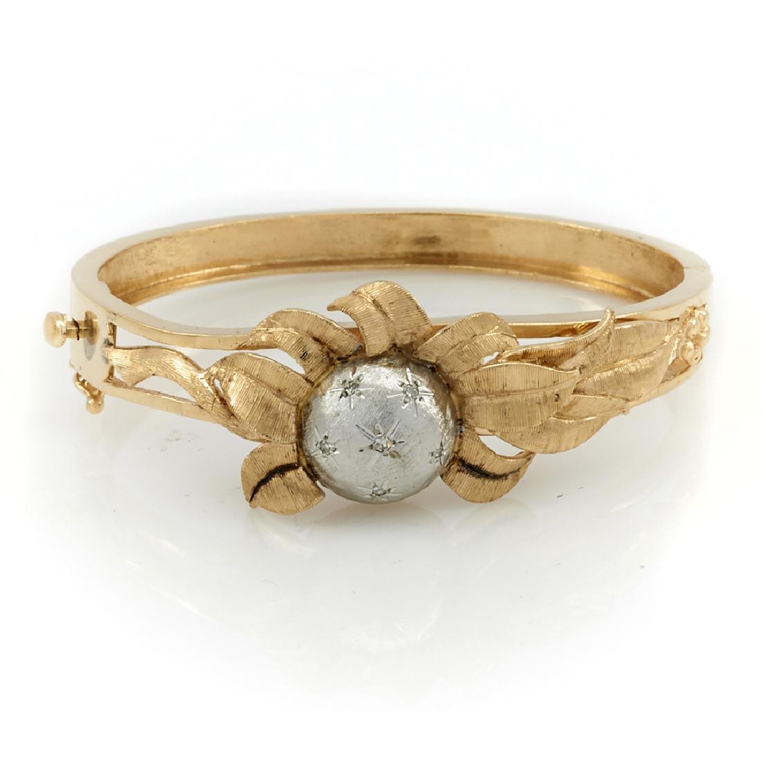 14k gold & diamond "Sunflower" bangle bracelet (1 of 1)