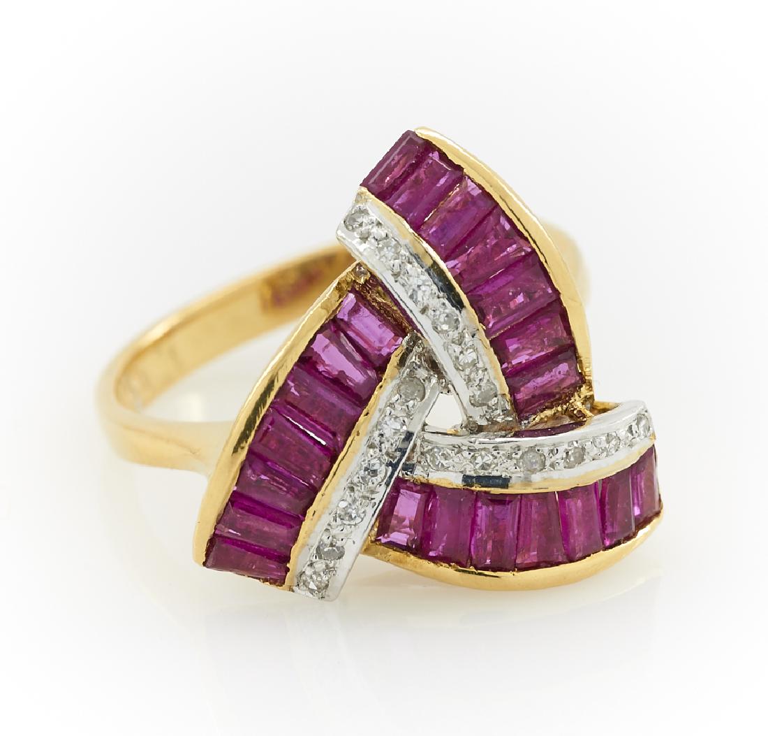 18k gold, ruby baguette & diamond ring (1 of 1)