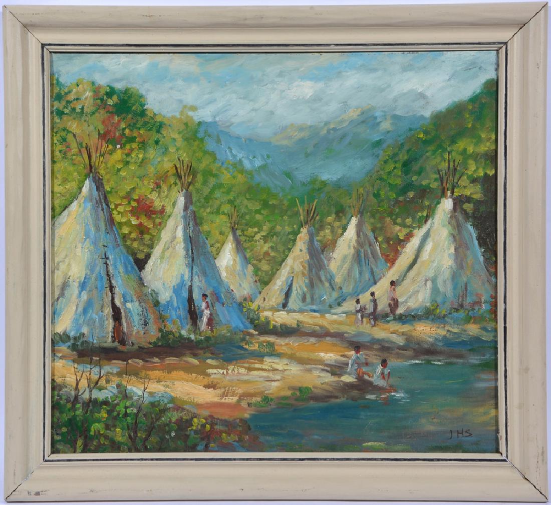 American School, "JHS", Indian Encampment, o/c (1 of 4)