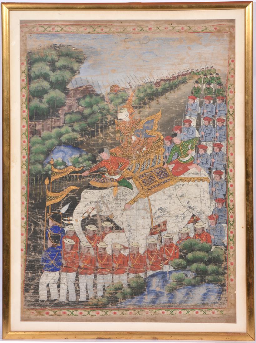 Painting of Indra,  Riding White Elephant, Airavata. (1 of 3)