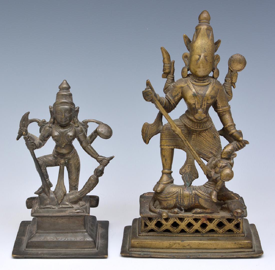 Two Indian copper alloy Durga Shrines, 8 1/2" t. (1 of 3)
