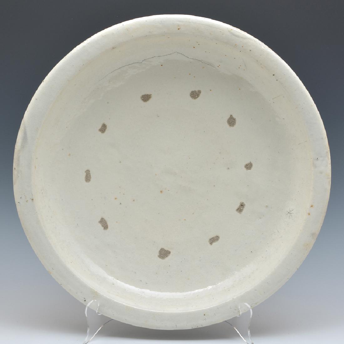 Japanese Seto ware cream glazed massive charger, 19th c (1 of 3)