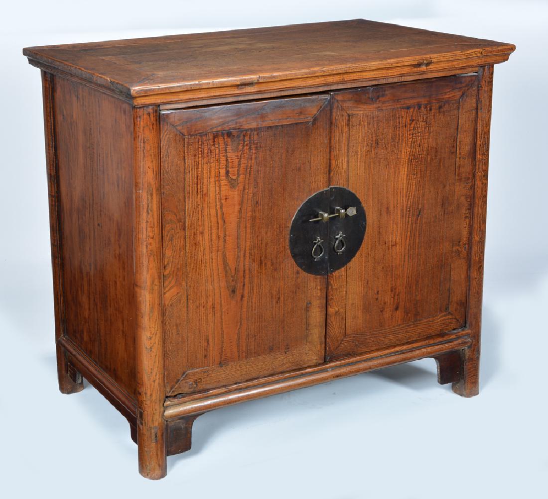 Chinese Hardwood 2 door cabinet, metal hardware. (1 of 2)