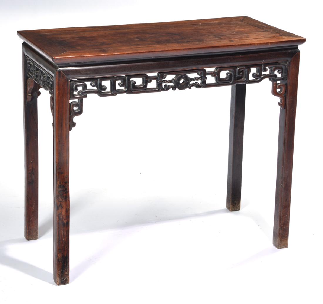 Chinese Rosewood table with carved skirt. (1 of 4)