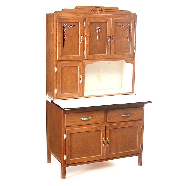 Art Deco Hoosier Style Cabinet: CABINET. Art Deco Hoosier style cabinet, two drawers and five doors. Good condition. 40"w x 24"d x 70"h