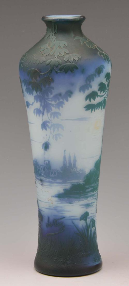 DeVez French cameo glass vase, 8 1/4" tall (1 of 6)
