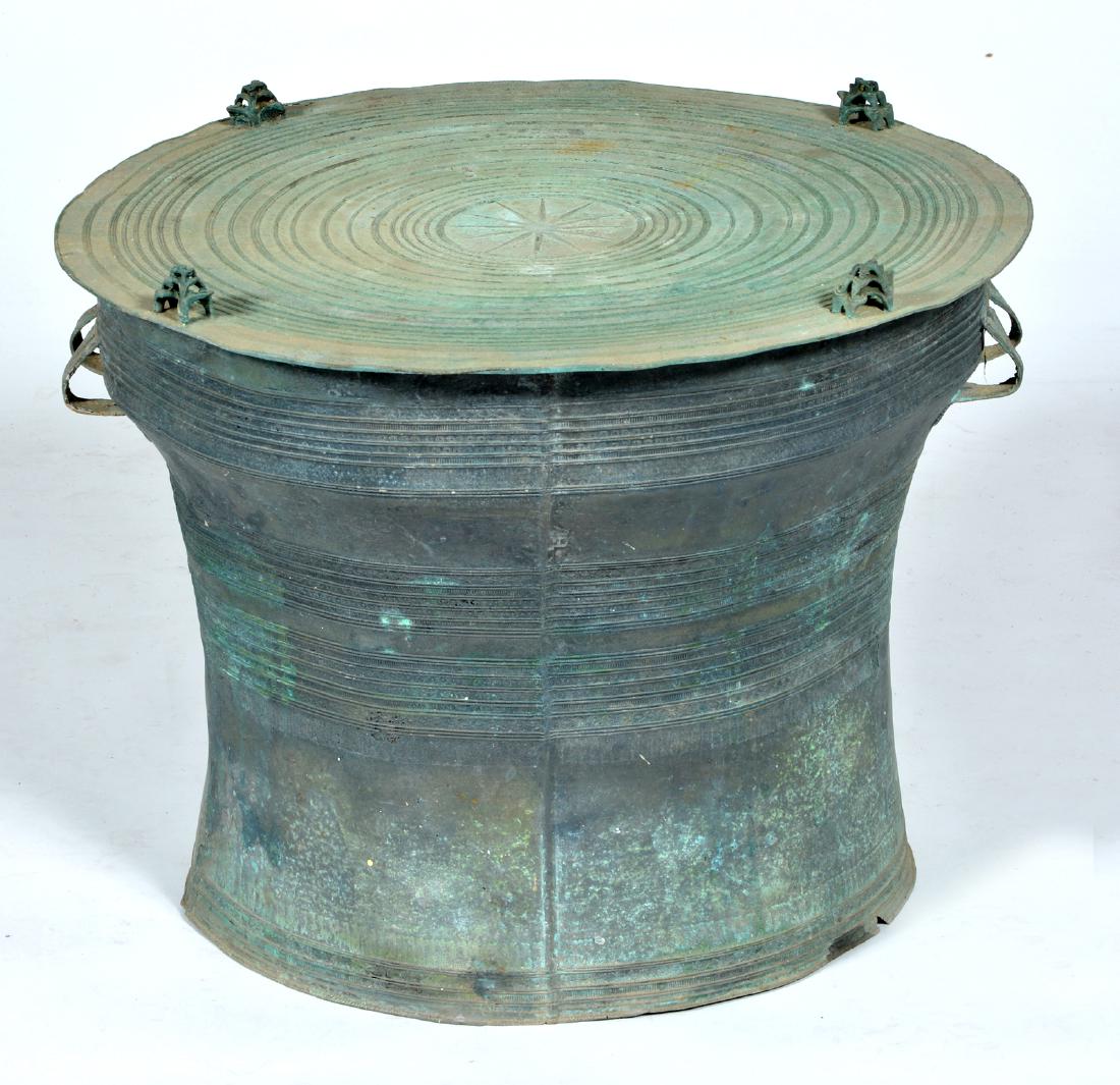 Southeast Asian patinated metal rain drum. (1 of 4)