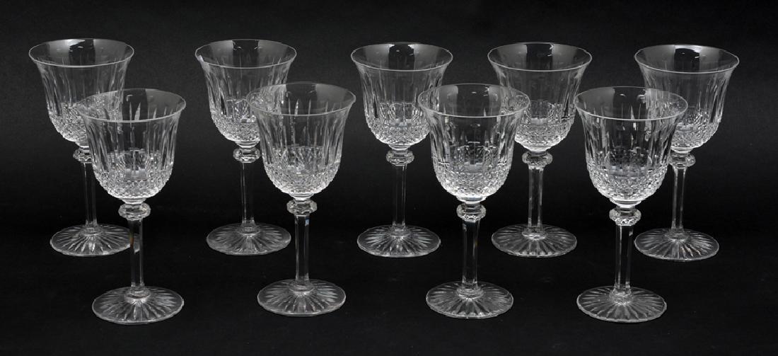 Set of 9 French Saint-Louis "Tommy" crystal wine: Set of 9 French Saint-Louis "Tommy" crystal wine glasses; designed in 1928; France's oldest & most venerated cristallerie, appx 7 1/8" t.