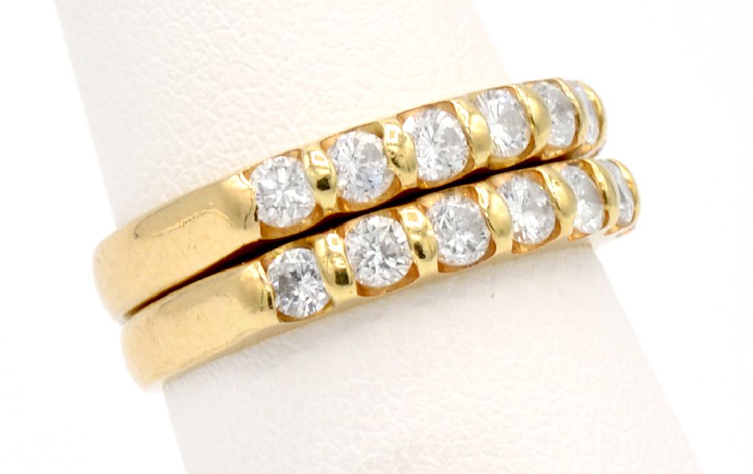 Lot: Two stackable 14k yellow gold diamond rings (1 of 3)