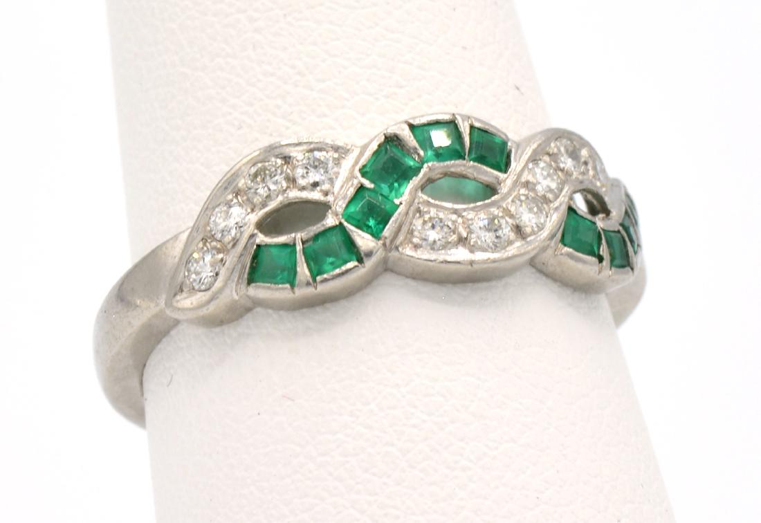 Platinum, diamond & emerald ring (1 of 2)