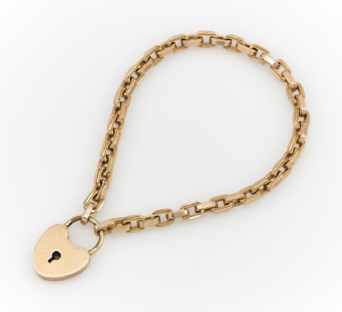 9k Rose gold Victorian heart lock bracelet (1 of 1)